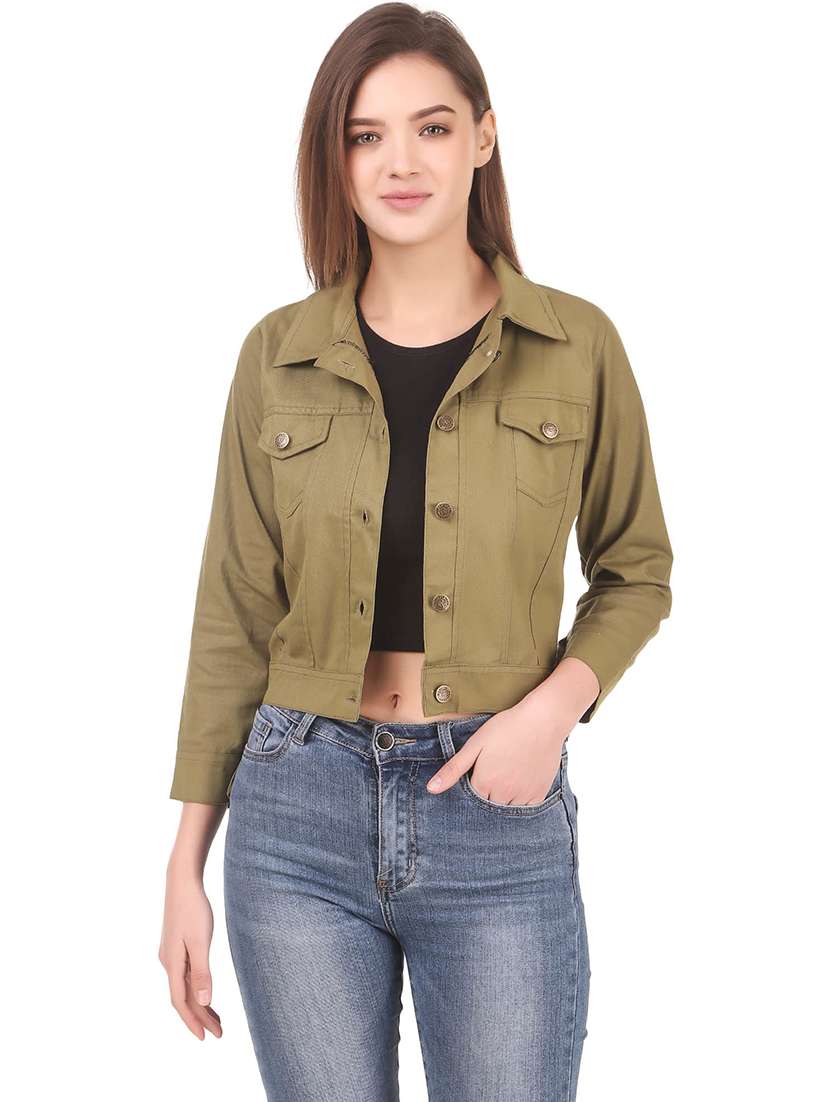 women olive denim summer jacket - 21472915 - Zoom Image - 0
