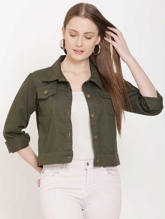 green cotton blend denim jacket - 21473158 -  Zoom Image - 0