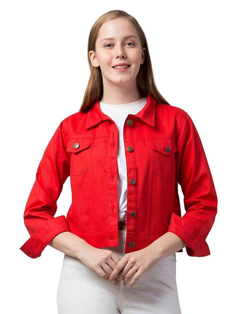 women long sleeve solid denim jacket - 21473248 -  Zoom Image - 0