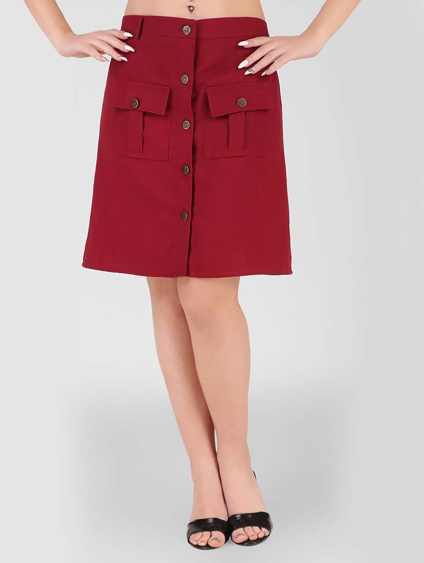 women mid-rise solid a-line skirt - 21473427 -  Zoom Image - 0