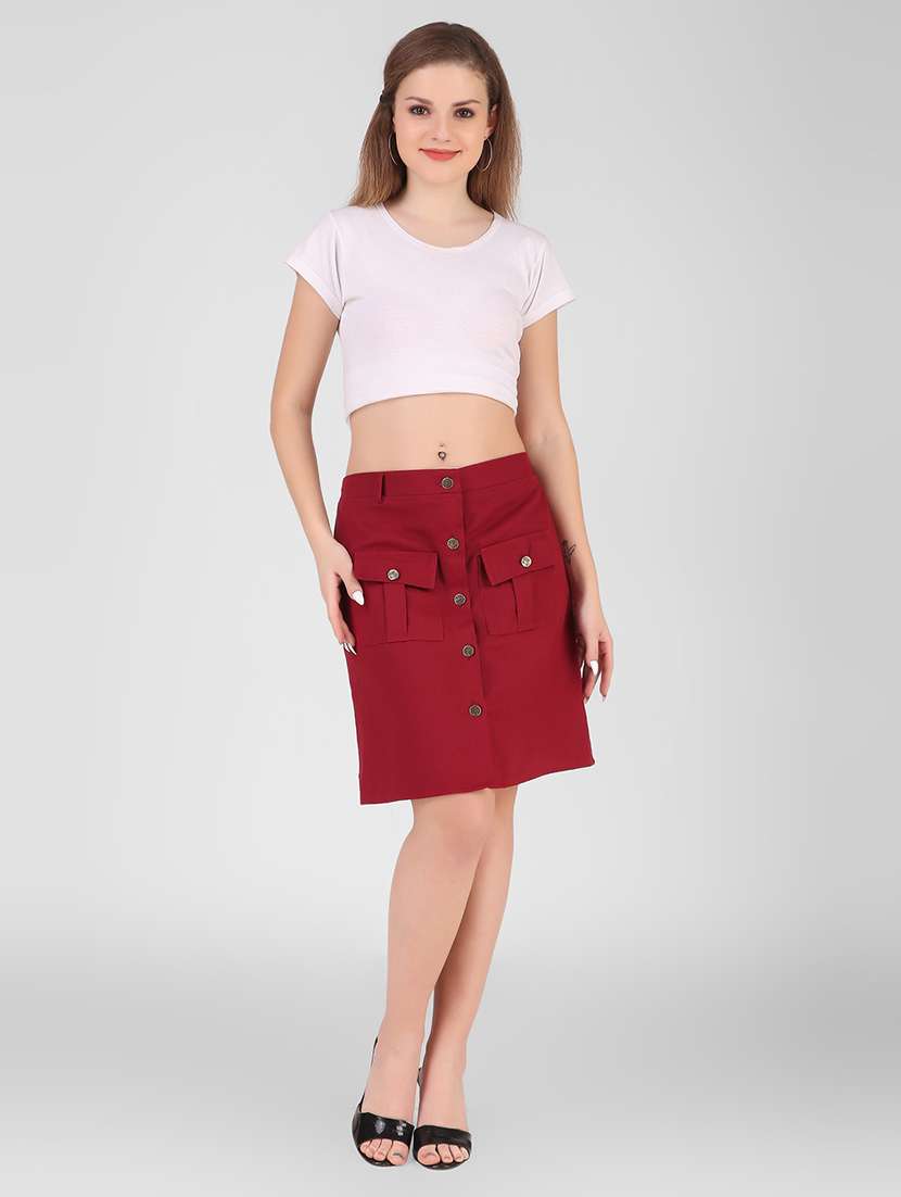 women mid-rise solid a-line skirt - 21473427 - Standard Image - 3