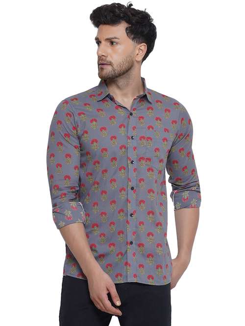 men printed long sleeve cotton casual shirt - 21473554 -  Standard Image - 0