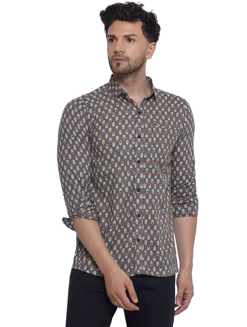 men printed long sleeve cotton casual shirt - 21473557 - Zoom Image - 0