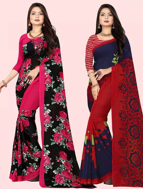 women pack of 2 casual wear combo sarees with blouse - 21473854 -  Standard Image - 0