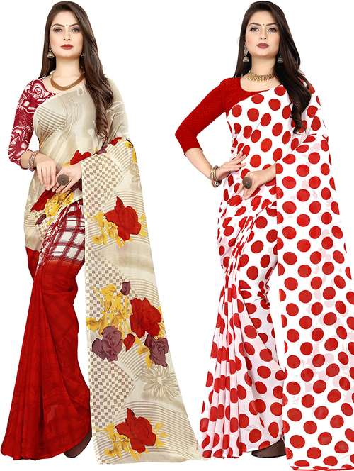 women pack of 2 casual wear sarees with blouse - 21474206 -  Standard Image - 0