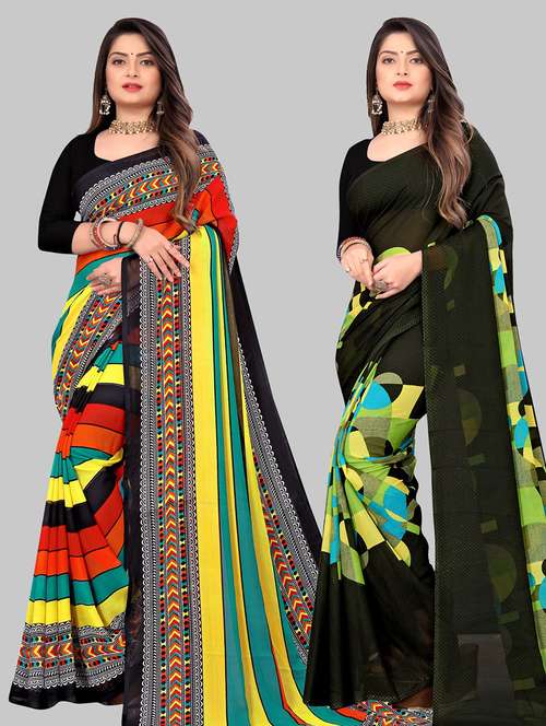 pack of 2 casual wear combo sarees with blouse - 21474467 - Standard Image - 0