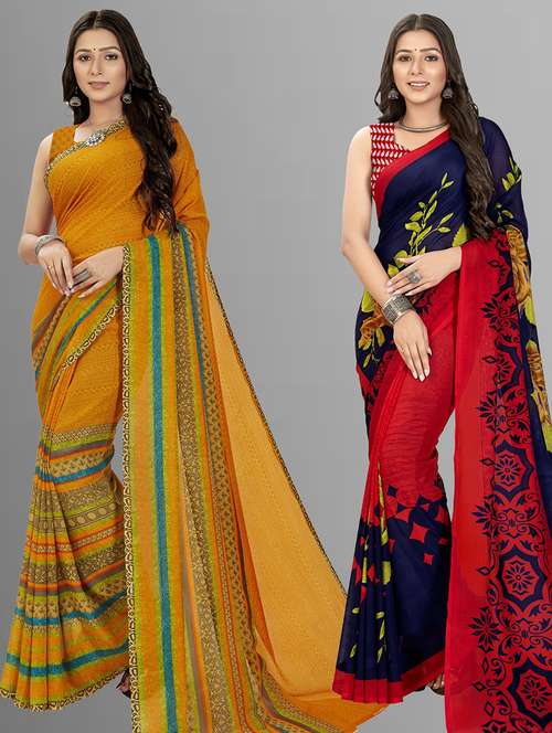 women pack of 2 casual wear combo sarees with blouse - 21474552 -  Standard Image - 0