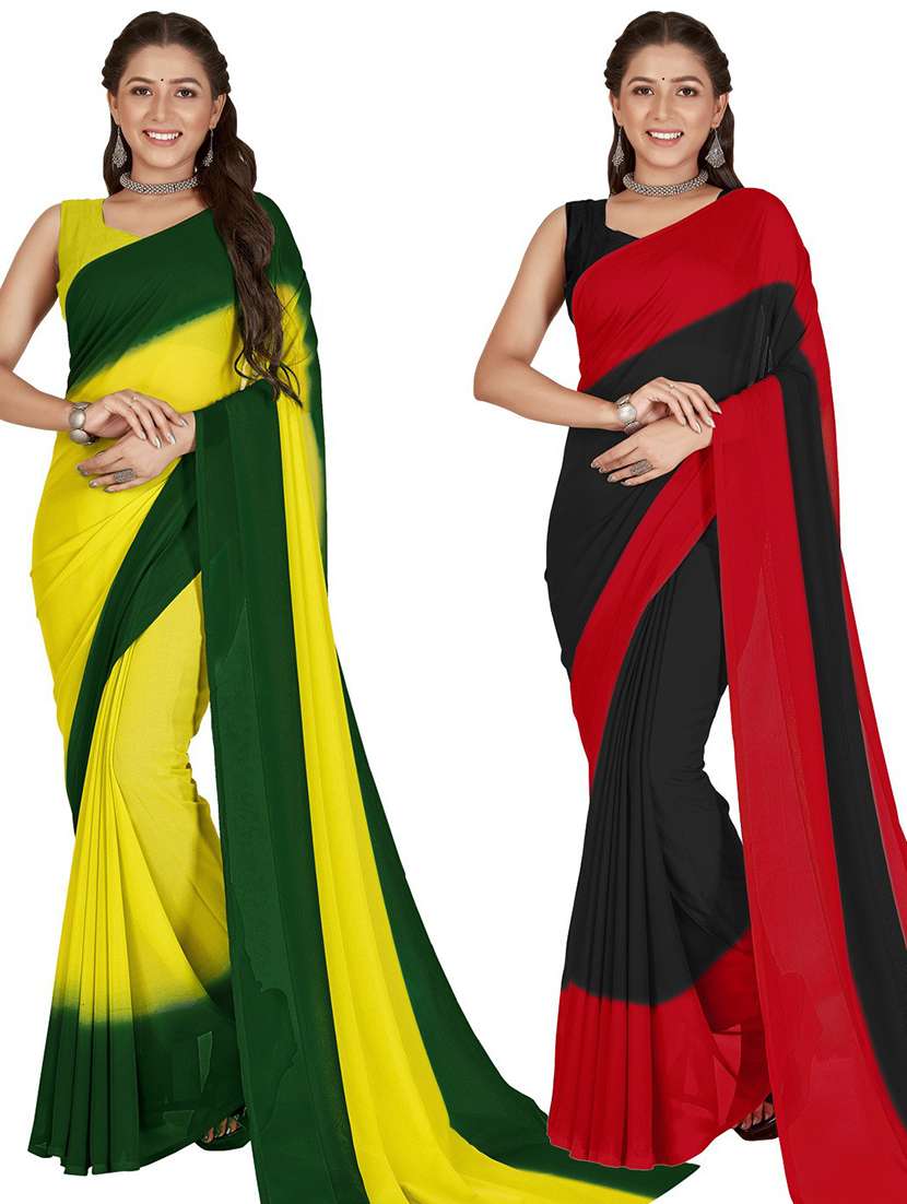 women pack of 2 casual wear combo sarees with blouse