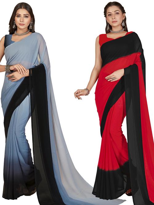 women pack of 2 printed casual wear saree with blouse - 21474967 - Standard Image - 0