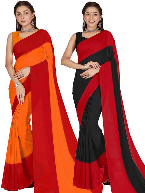 women pack of 2 casual wear combo sarees with blouse - 21475541 - Standard Image - 0