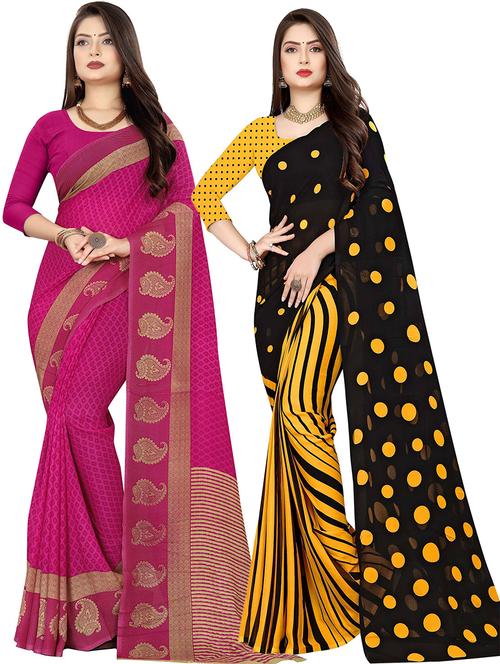 women pack of 2 casual wear combo sarees with blouse - 21475905 -  Standard Image - 0