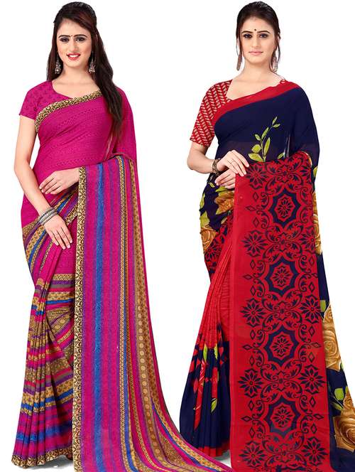 women pack of 2 printed casual wear saree with blouse - 21476008 -  Standard Image - 0