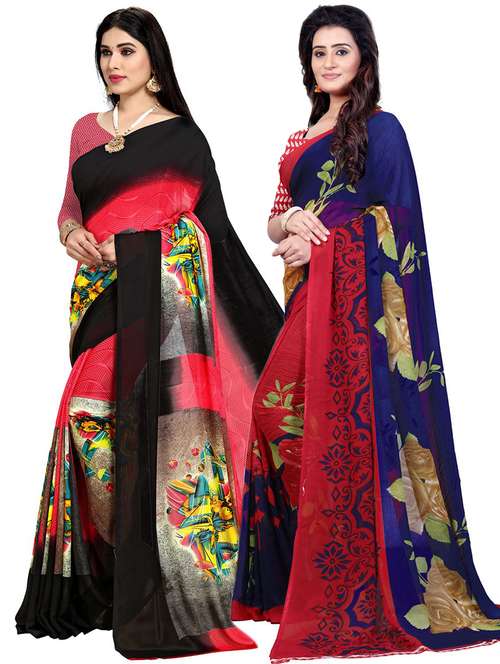 women pack of 2 casual wear sarees with blouse - 21476257 - Standard Image - 0