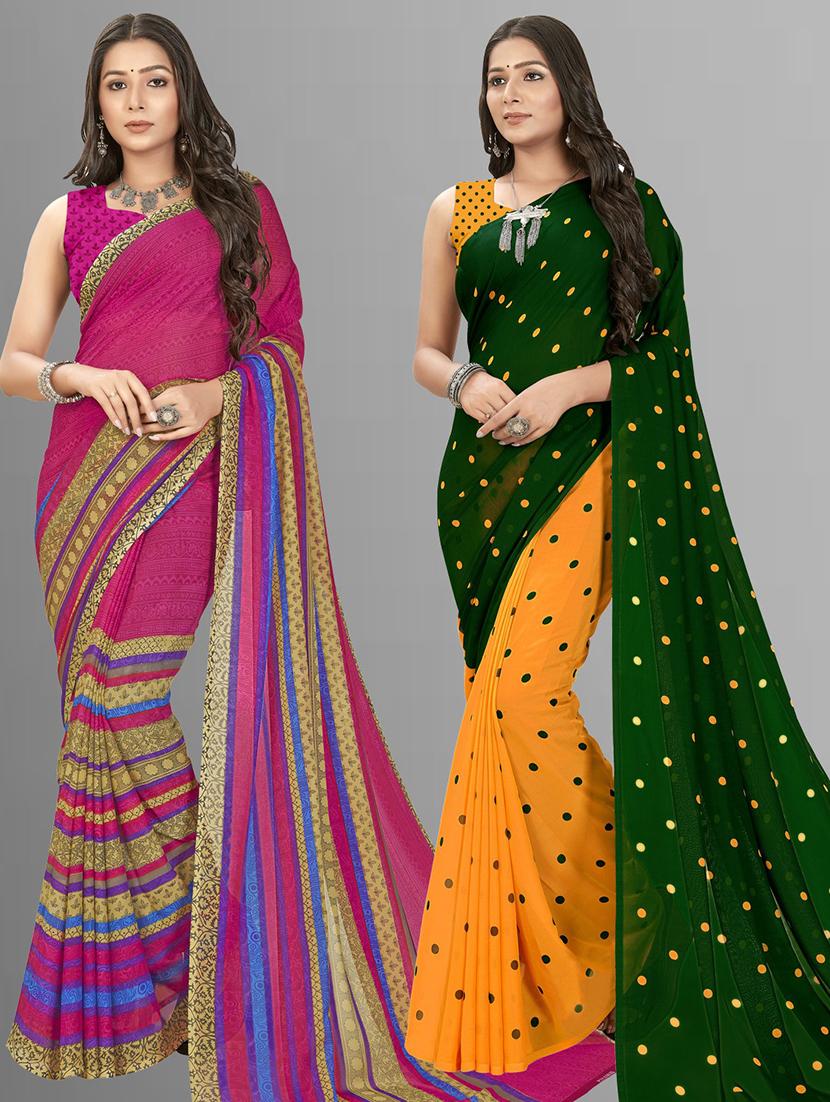 women pack of 2 casual wear combo sarees with blouse - 21476343 - Zoom Image - 0