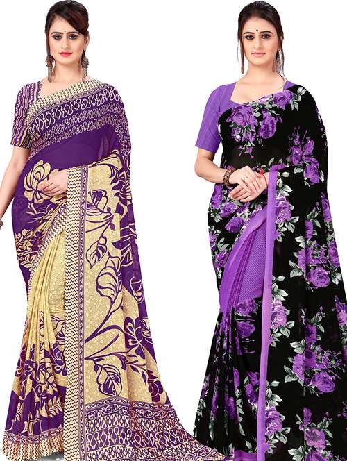 women pack of 2 casual wear combo sarees with blouse - 21476601 - Standard Image - 0