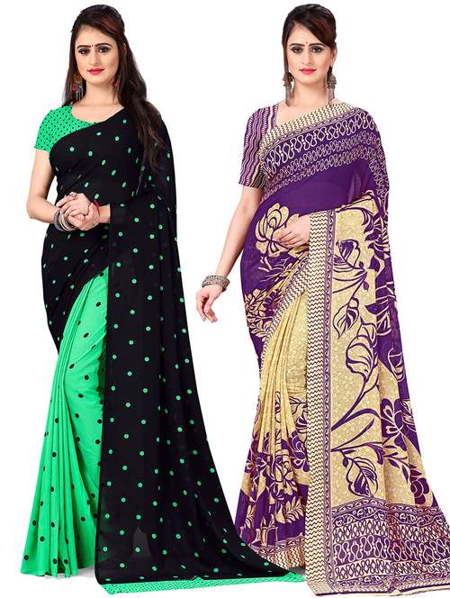 women pack of 2 casual wear combo sarees with blouse - 21476605 - Standard Image - 0