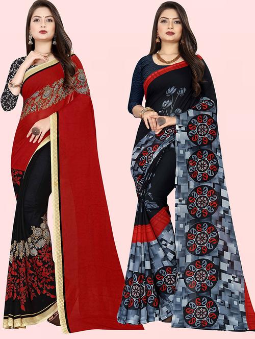 women pack of 2 casual wear combo sarees with blouse - 21476606 - Standard Image - 0