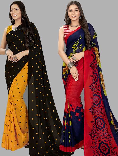 women pack of 2 casual wear sarees with blouse - 21476669 -  Standard Image - 0