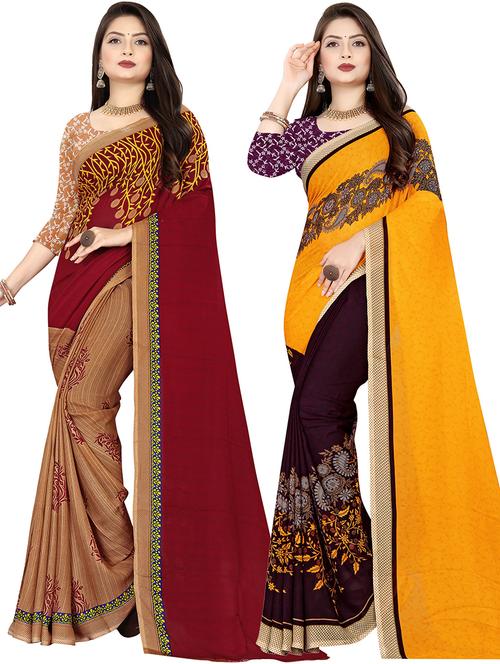 women pack of 2 casual wear combo sarees with blouse - 21476726 - Standard Image - 0