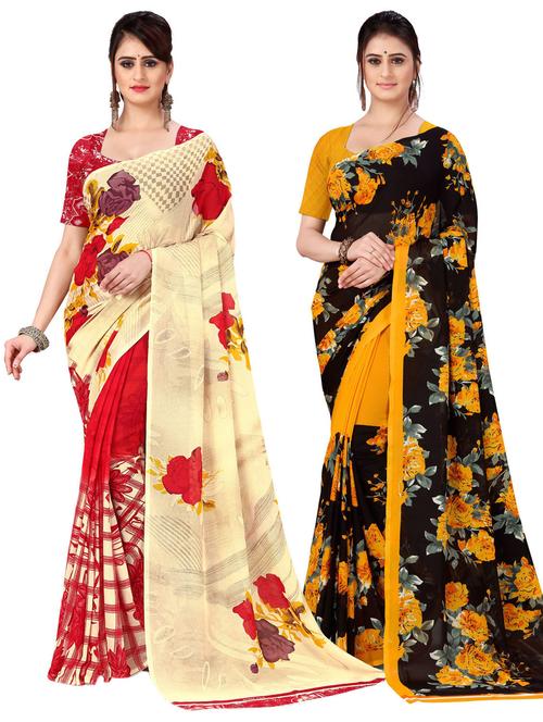 women pack of 2 casual wear combo sarees with blouse - 21476918 -  Standard Image - 0