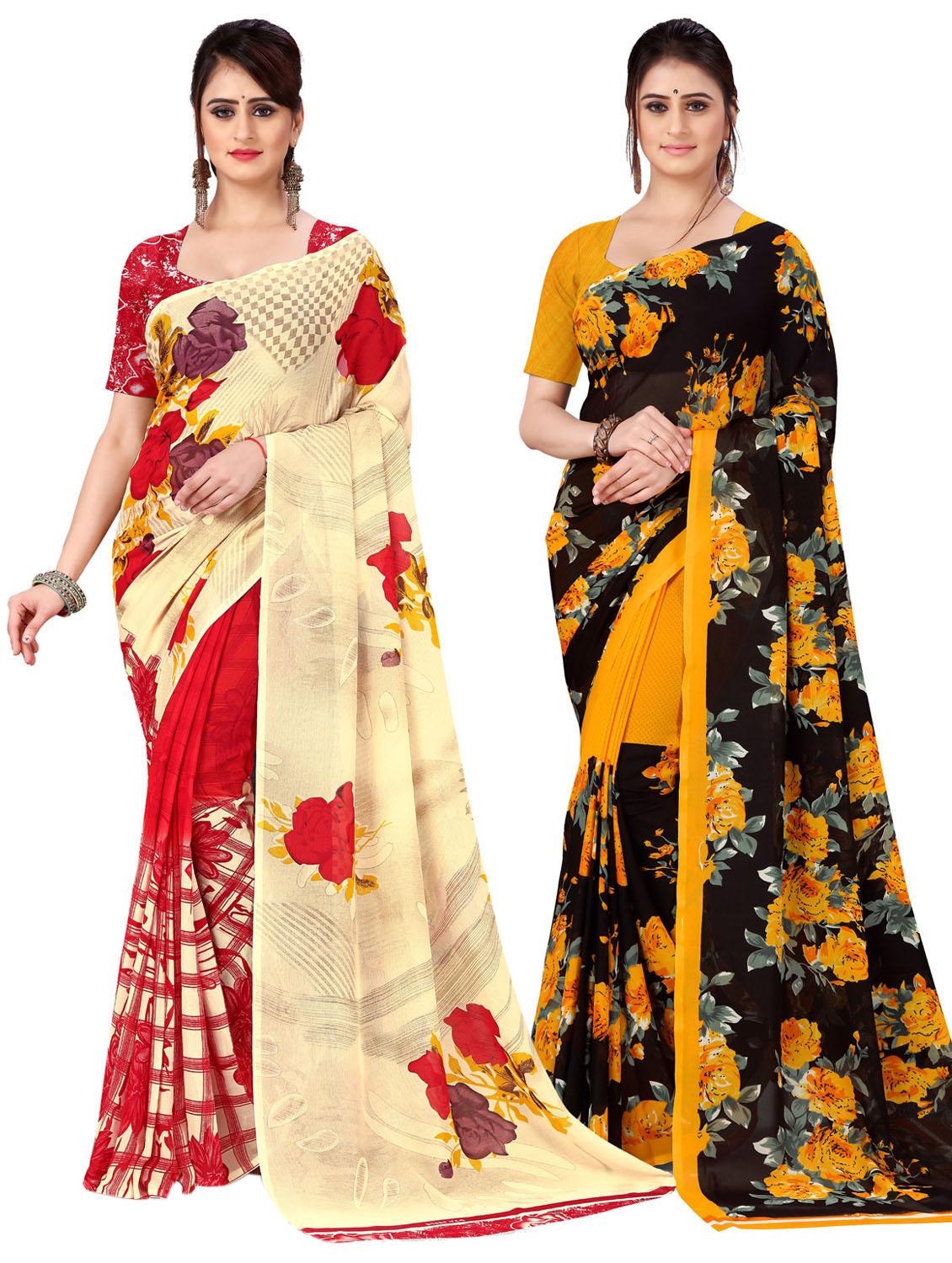 women pack of 2 casual wear combo sarees with blouse - 21476918 -  Zoom Image - 0