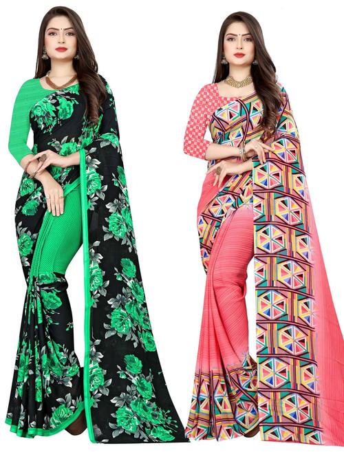 women pack of 2 printed casual wear saree with blouse - 21477048 - Standard Image - 0