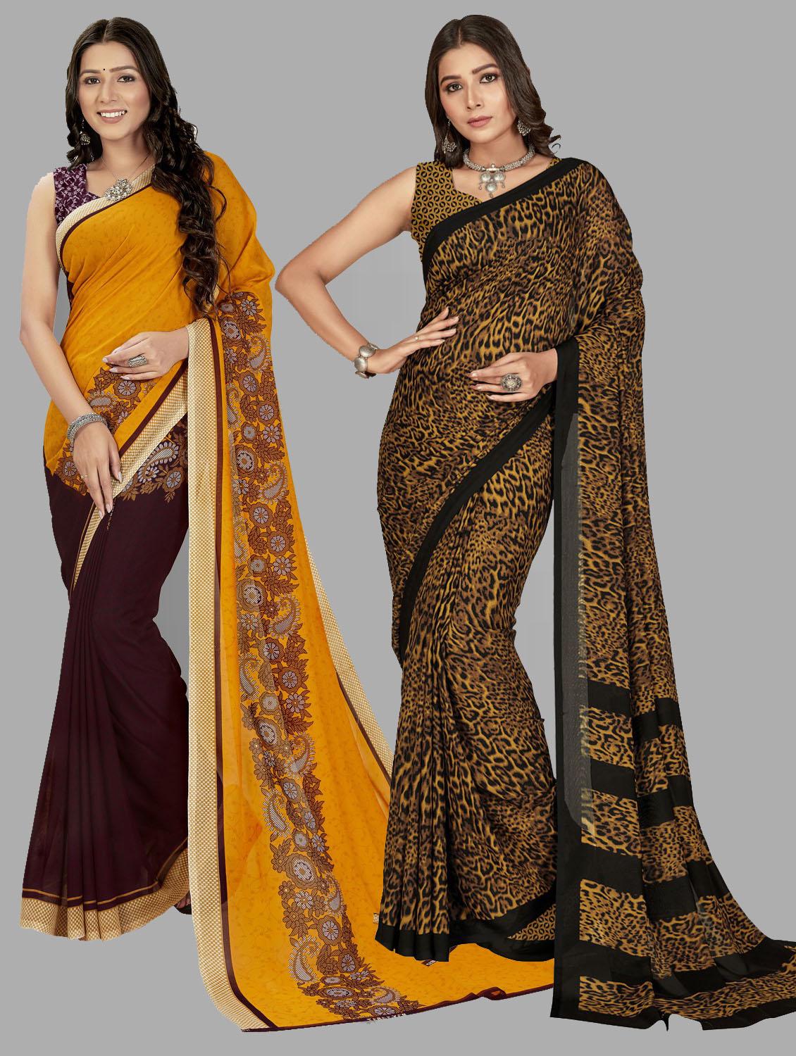 women pack of 2 casual wear combo sarees with blouse - 21477242 - Zoom Image - 0