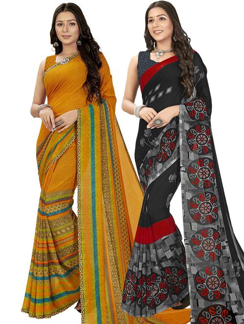 women pack of 2 casual wear combo sarees with blouse - 21477270 - Standard Image - 0