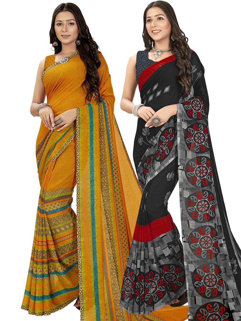 women pack of 2 casual wear combo sarees with blouse - 21477270 - Zoom Image - 0