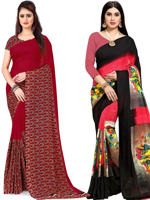 women pack of 2 casual wear combo sarees with blouse - 21477280 -  Standard Image - 0