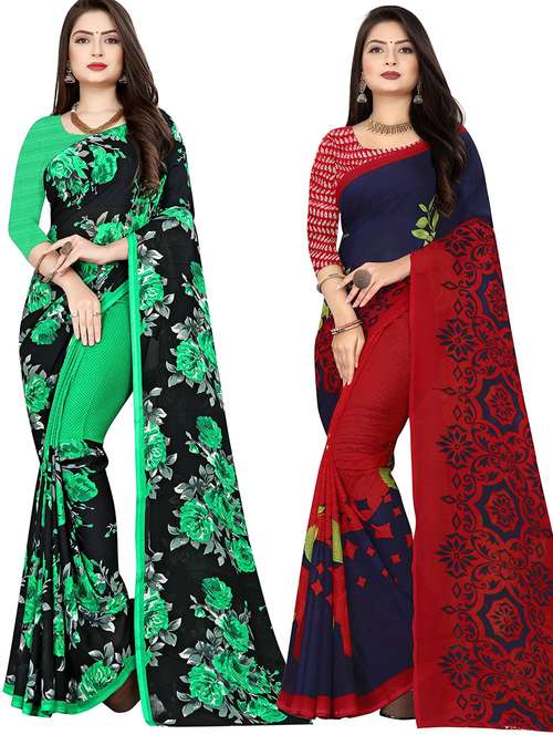 women pack of 2 casual wear combo sarees with blouse - 21477348 -  Standard Image - 0