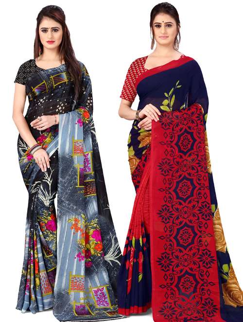 women pack of 2 casual wear combo sarees with blouse - 21477432 -  Standard Image - 0