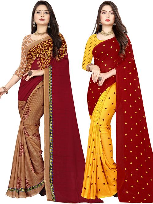 women pack of 2 casual wear combo sarees with blouse - 21477494 -  Standard Image - 0