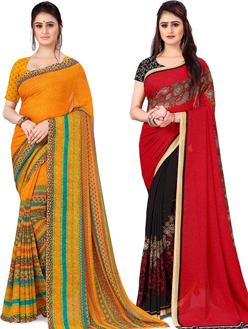 women pack of 2 casual wear sarees with blouse - 21477867 - Standard Image - 0