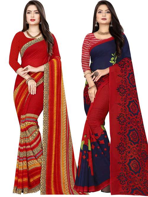 women pack of 2 casual wear combo sarees with blouse - 21478019 -  Standard Image - 0