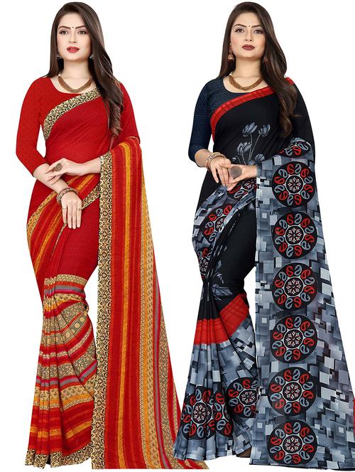 women pack of 2 casual wear combo sarees with blouse - 21478105 - Standard Image - 0