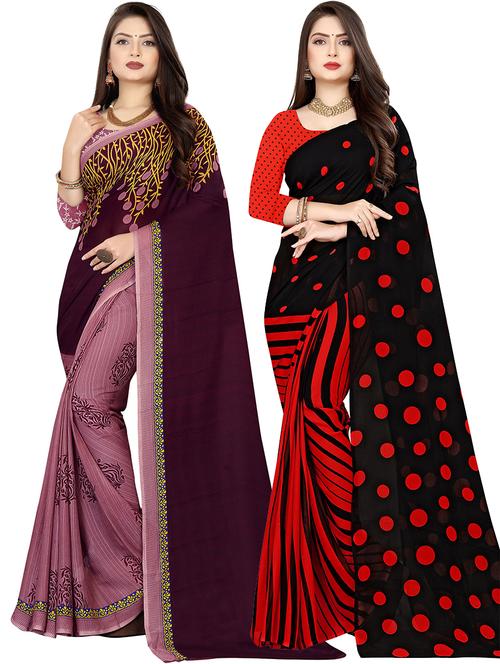 women pack of 2 casual wear combo sarees with blouse - 21478125 - Standard Image - 0
