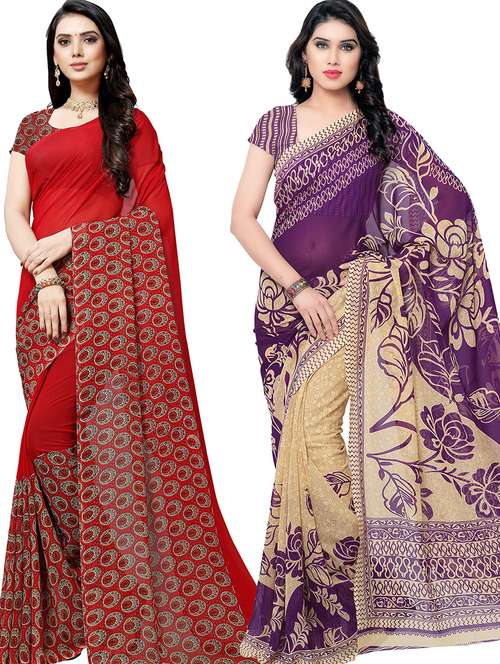 women pack of 2 casual wear combo sarees with blouse - 21478516 - Standard Image - 0