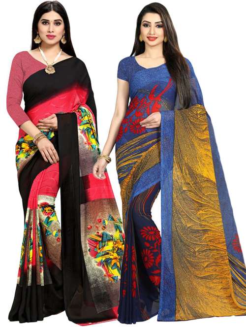 women pack of 2 printed casual wear saree with blouse - 21478517 - Standard Image - 0