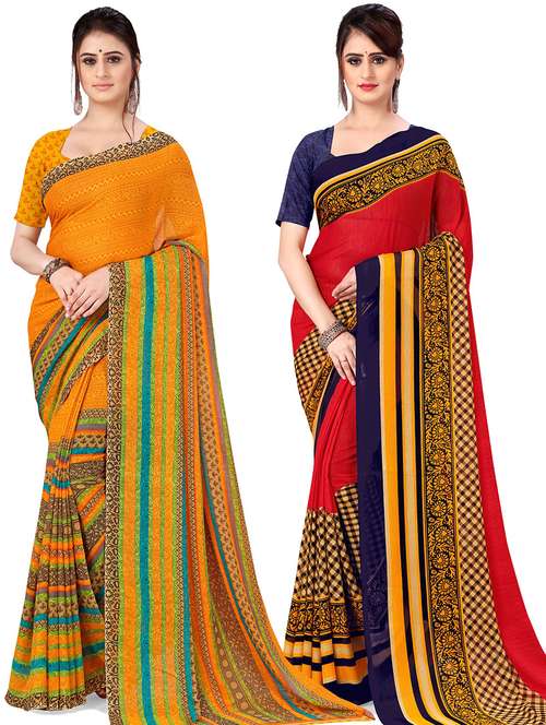 women pack of 2 casual wear combo sarees with blouse - 21478520 -  Standard Image - 0