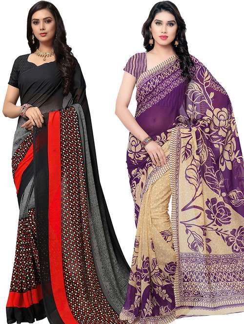 women pack of 2 casual wear combo sarees with blouse - 21478544 - Standard Image - 0