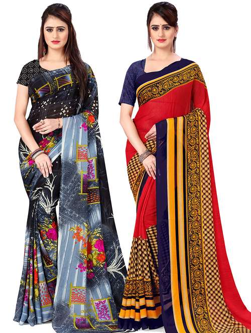 women pack of 2 casual wear sarees with blouse - 21478553 -  Standard Image - 0