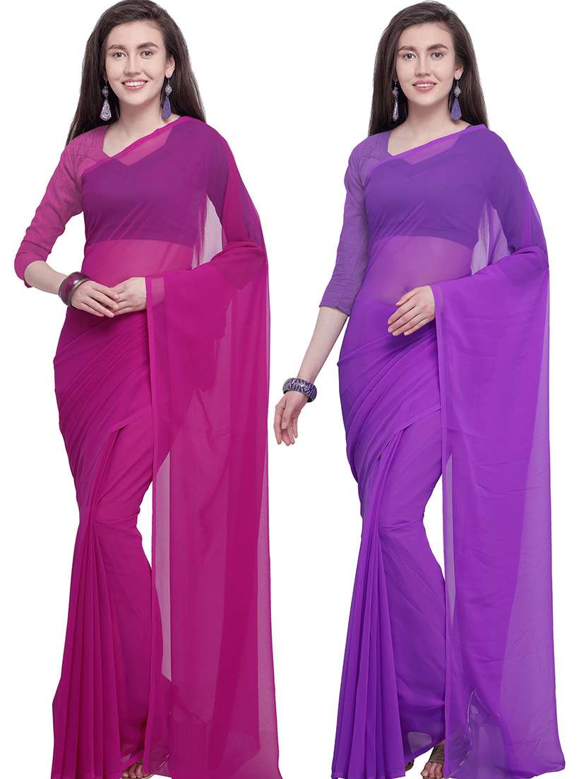 women pack of 2 casual wear combo sarees with blouse