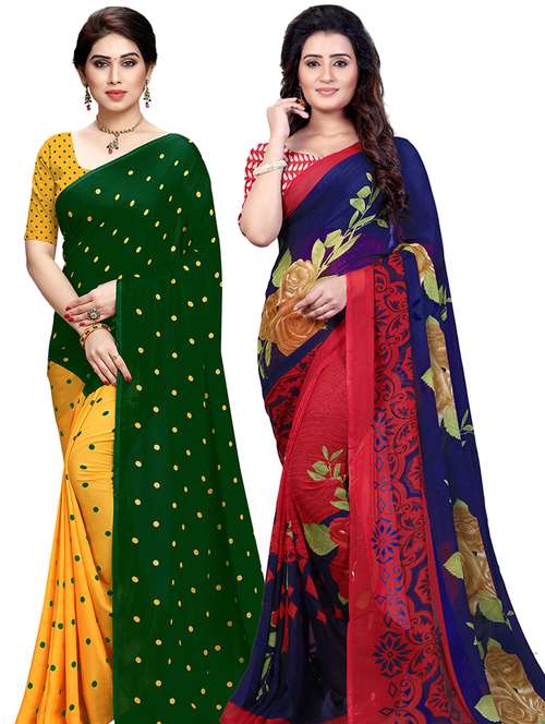 women pack of 2 casual wear combo sarees with blouse - 21478733 - Standard Image - 0