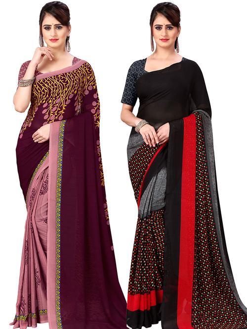women pack of 2 casual wear combo sarees with blouse - 21478748 -  Standard Image - 0