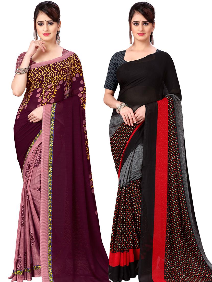 women pack of 2 casual wear combo sarees with blouse - 21478748 -  Zoom Image - 0