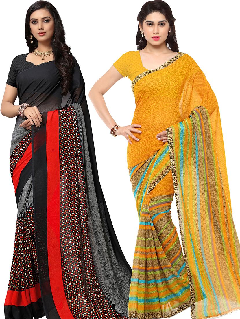 women pack of 2 casual wear combo sarees with blouse - 21478785 - Zoom Image - 0