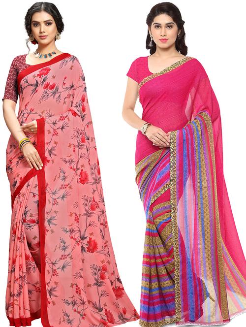 women pack of 2 casual wear combo sarees with blouse - 21478948 - Standard Image - 0