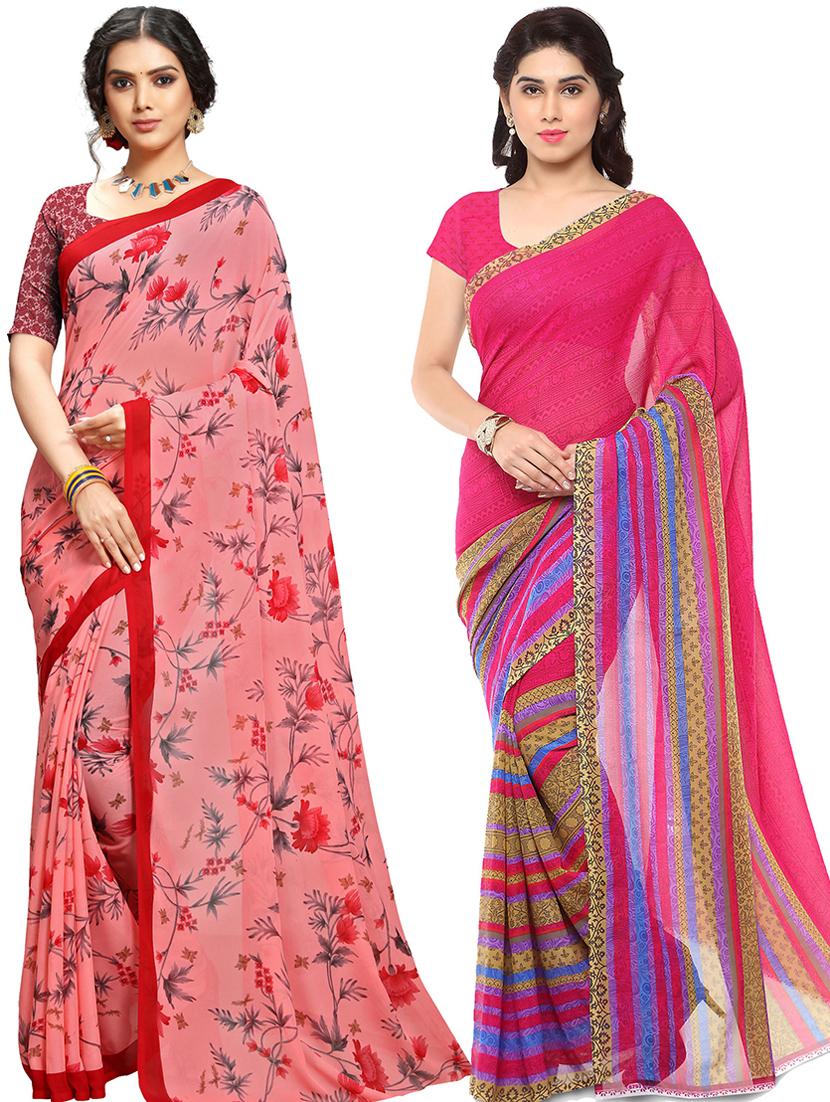 women pack of 2 casual wear combo sarees with blouse - 21478948 - Zoom Image - 0