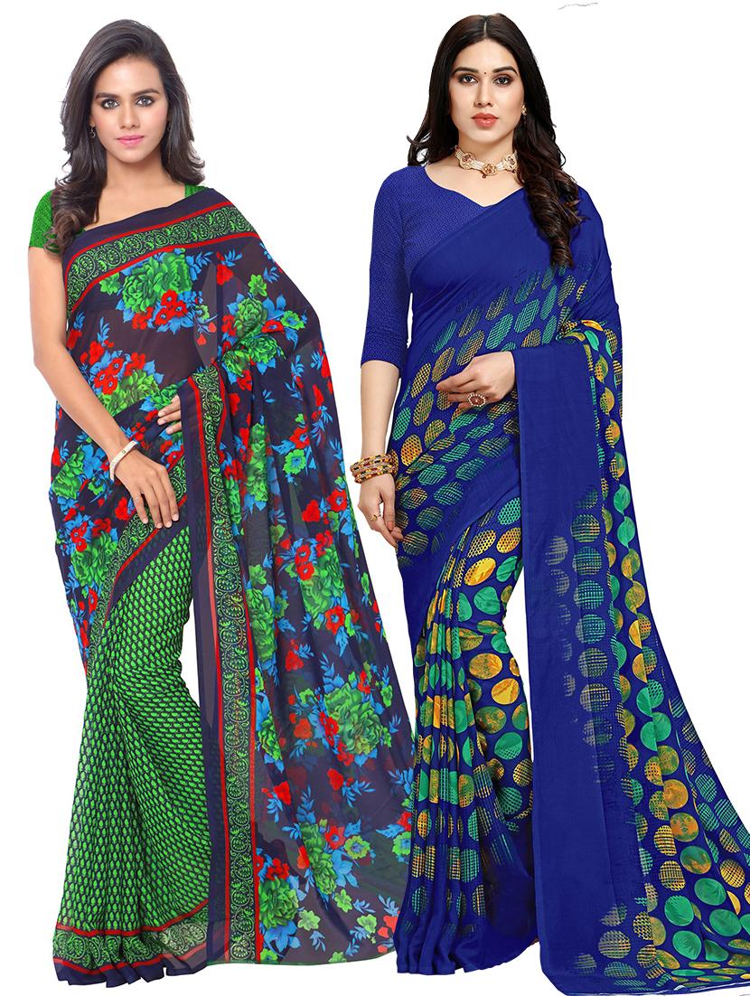 women pack of 2 casual wear combo sarees with blouse - 21479016 - Zoom Image - 0